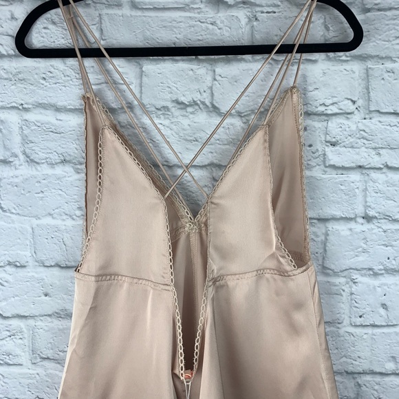 Solaris Style Taupe Satin Teddy Lingerie Romper - Picture 6 of 8